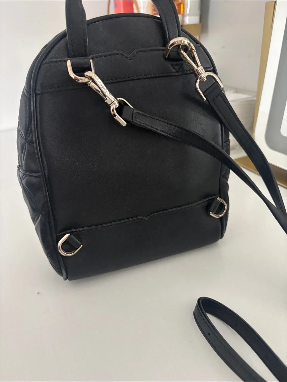kate spade Black Quilted Mini Backpack with Gold Hardware